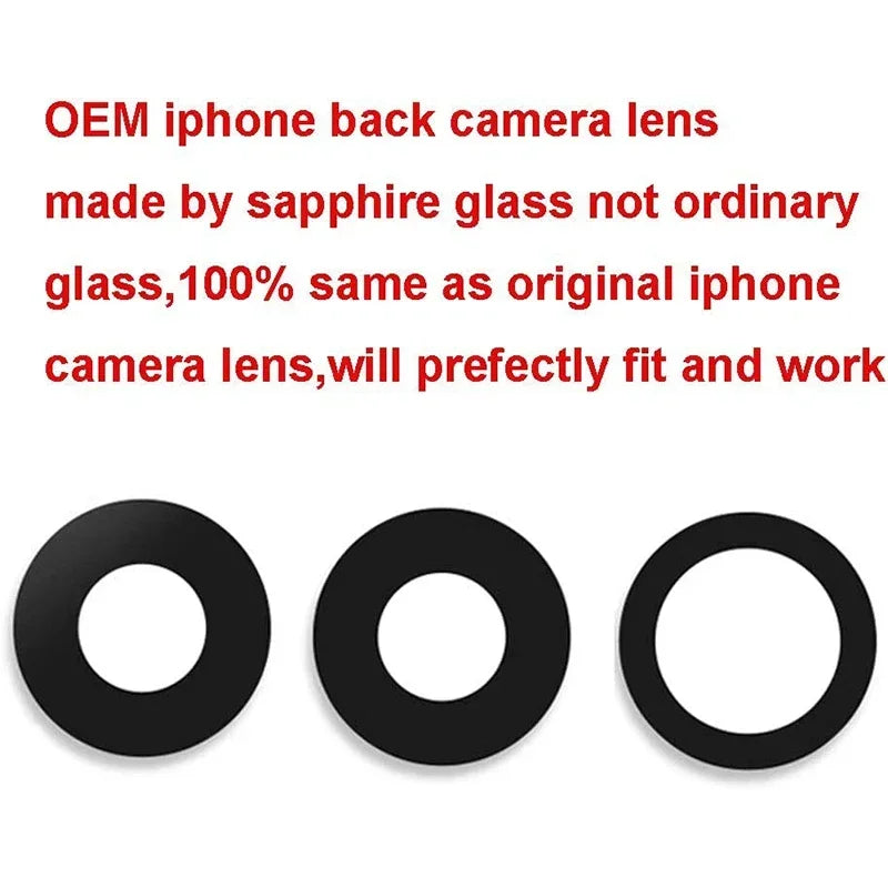 2Sets Sapphire Back Rear Camera Glass Lens with Tape & Repair Tool Kit For iPhone 11 14 15 12 13 Mini Pro Max Replacement part