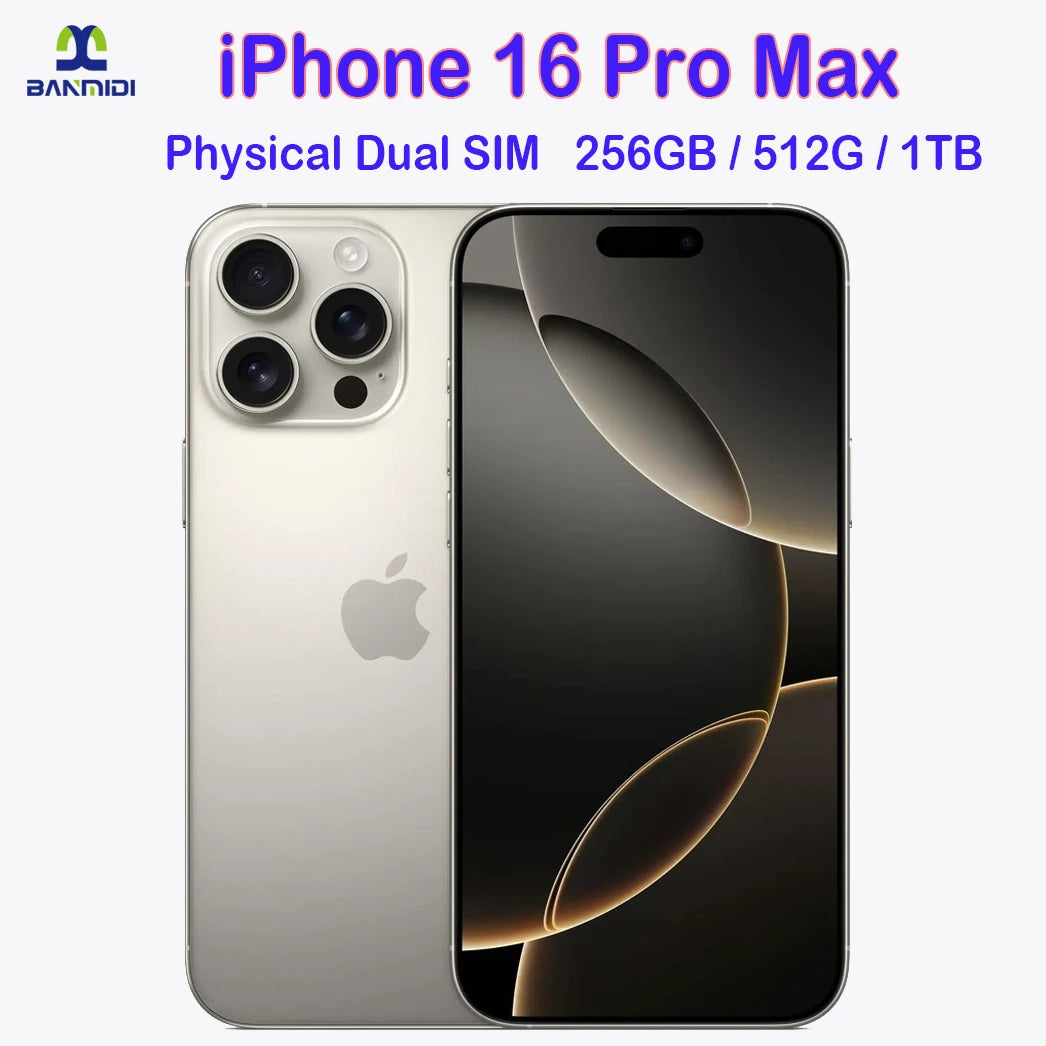 Unlocked iPhone 16 Pro MAX 6.9" Dual SIM Cell Phone Super Retina XDR OLED 16Pro Max 256GB/512GB/1T 5G Original Smartphone