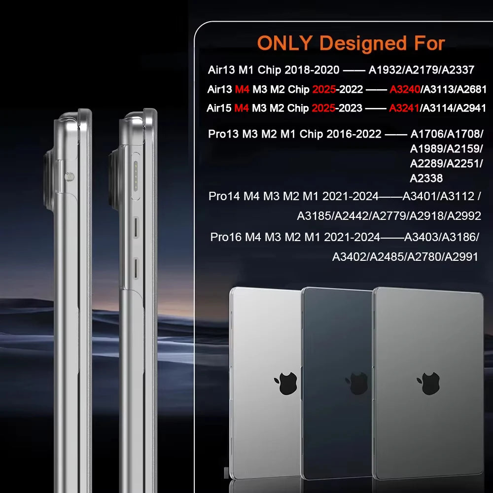 For 2025 M4 MacBook Air 13In Air 15In Case M3 M2 2024-2022 A3241 A3240 MacBook Pro 14In Pro 16In M4 Pro/Max 2024 Case Cover