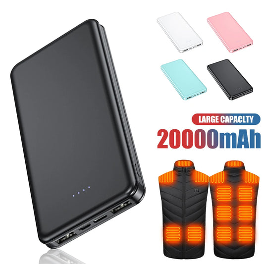 Powerful Power Bank 10000mAh 20000mAh 5V2A Power Bank  External Battery Pack for Heating Vest Jackets Scarves Socks Gloves
