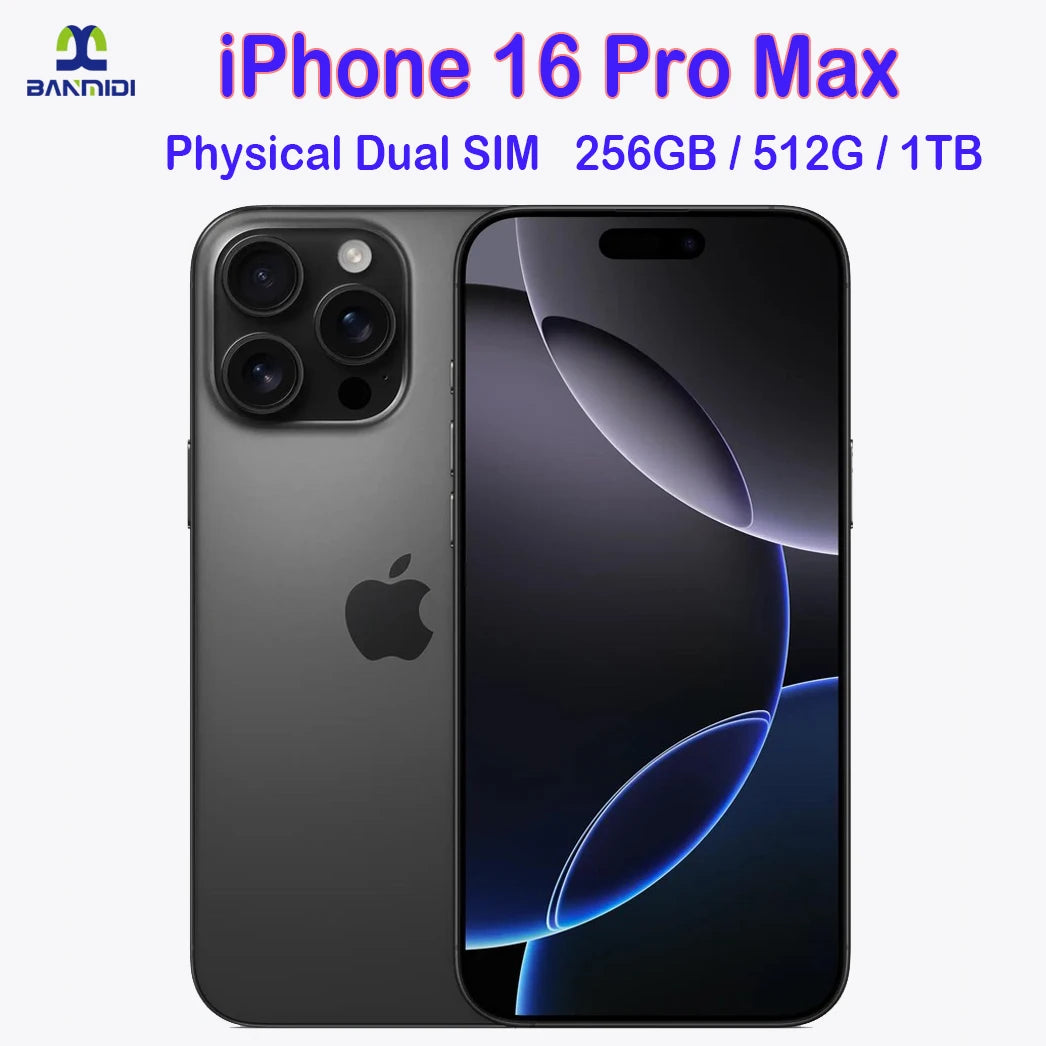 Unlocked iPhone 16 Pro MAX 6.9" Dual SIM Cell Phone Super Retina XDR OLED 16Pro Max 256GB/512GB/1T 5G Original Smartphone