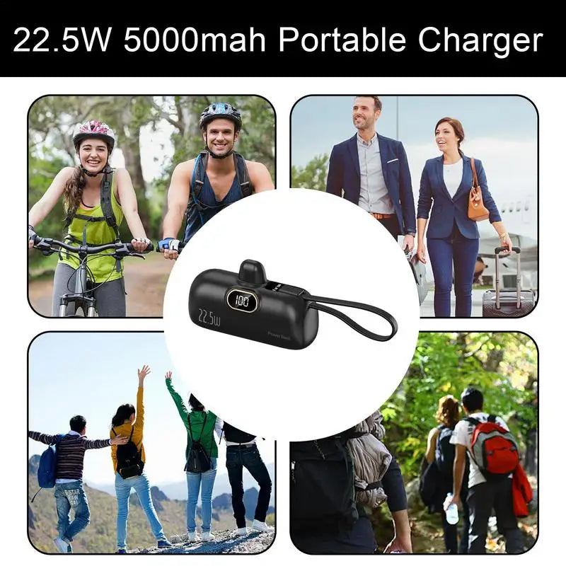 Battery Powers Bank PD 22.5W 5000mah Compact Phone Charger Powers Bank Cell Phone Portable Powers Banks For Smartphones Tablets