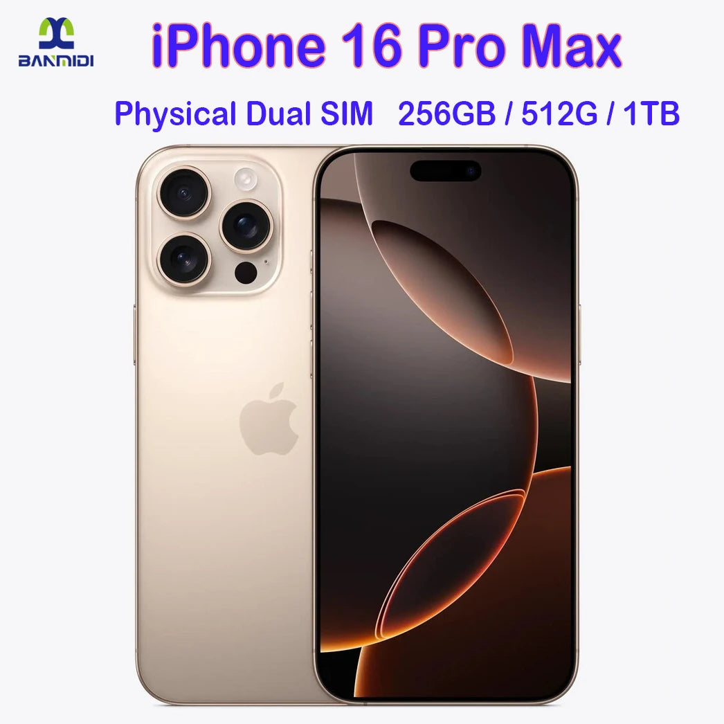 Unlocked iPhone 16 Pro MAX 6.9" Dual SIM Cell Phone Super Retina XDR OLED 16Pro Max 256GB/512GB/1T 5G Original Smartphone