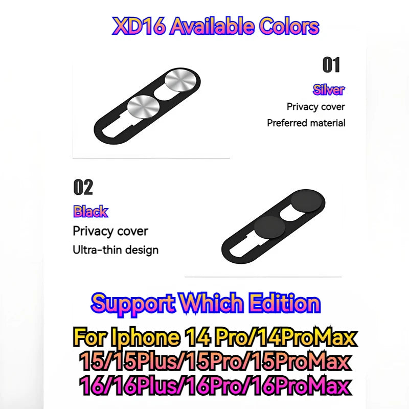 New Anti-Peeping Lens Cover Camera Privacy Protector with Dual - Slide Design Easy Use,Fit for iPhone 14 Pro Max/15/16 Series
