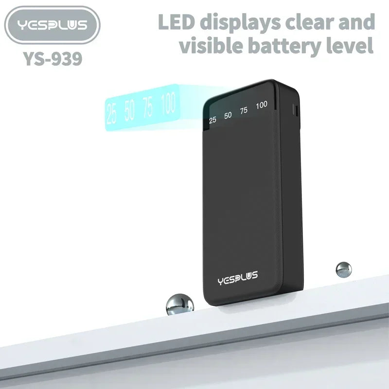 Power Bank 10000/20000mAh Large Capacity Fast Charging External Battery Comes with 4Wire Charger LED Display Portable Power Bank