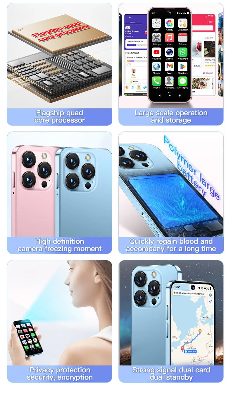 SERVO 19E Mini Android Smartphone 3G WCDMA 2 SIM Standby Play Store 2GB RAM 16GB ROM WiFi GPS 3.88" Small Pocket Cellphone Cheap